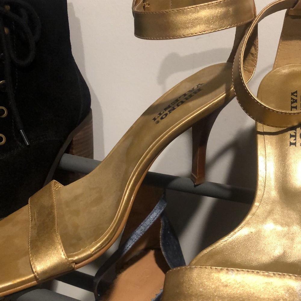 Bruno Valenti Metallic Gold Leather Sandals